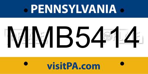 MMB5414 Pennsylvania License Plate