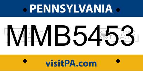 MMB5453 Pennsylvania License Plate
