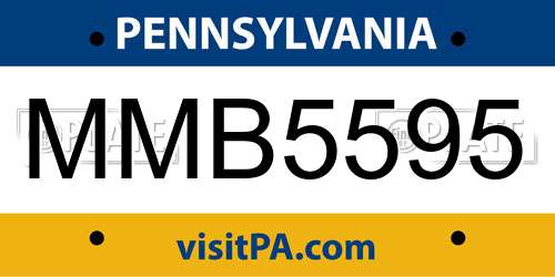 MMB5595 Pennsylvania License Plate