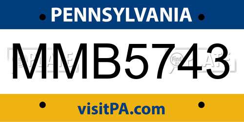 MMB5743 Pennsylvania License Plate