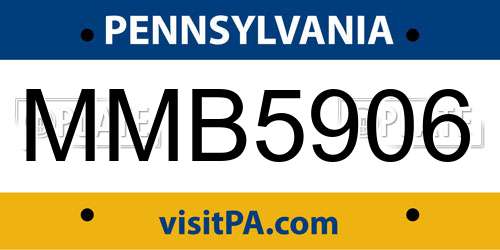 MMB5906 Pennsylvania License Plate