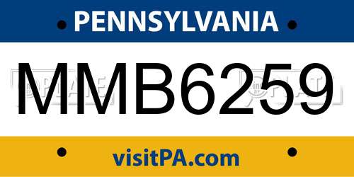 MMB6259 Pennsylvania License Plate