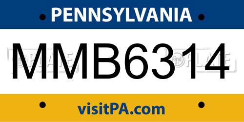MMB6314 Pennsylvania License Plate