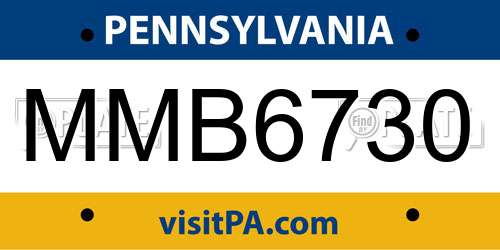 MMB6730 Pennsylvania License Plate