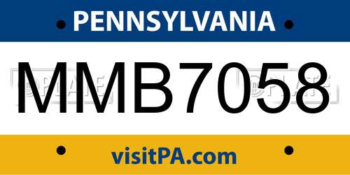 MMB7058 Pennsylvania License Plate