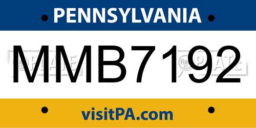 MMB7192 Pennsylvania License Plate
