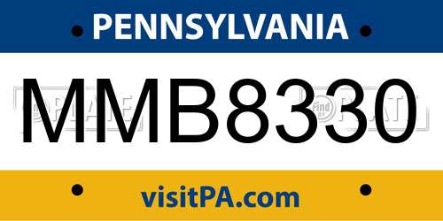 MMB8330 Pennsylvania License Plate