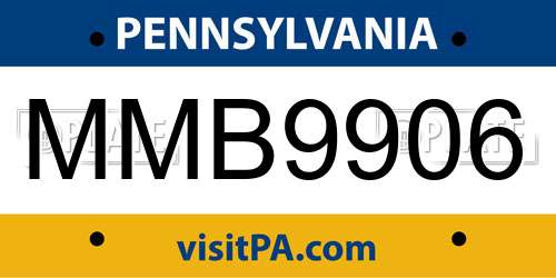 MMB9906 Pennsylvania License Plate
