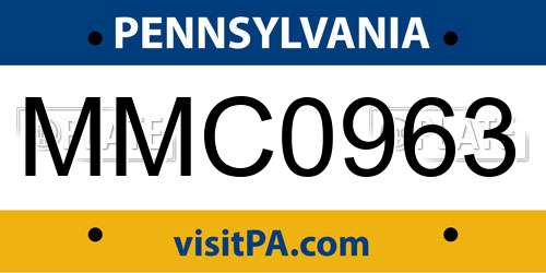 MMC0963 Pennsylvania License Plate