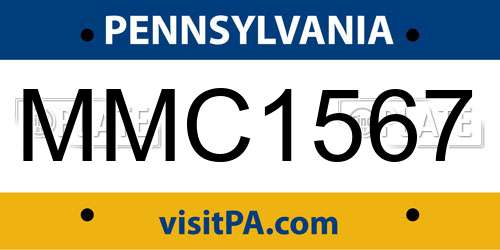 MMC1567 Pennsylvania License Plate