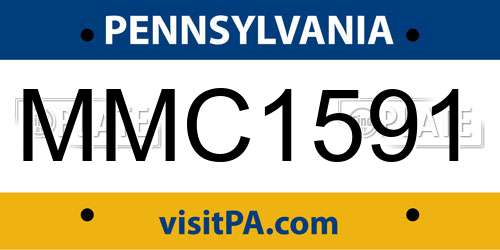 MMC1591 Pennsylvania License Plate