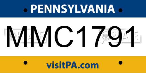 MMC1791 Pennsylvania License Plate
