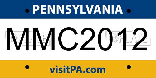 MMC2012 Pennsylvania License Plate