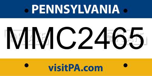 MMC2465 Pennsylvania License Plate