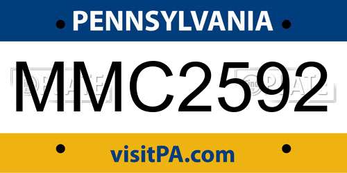 MMC2592 Pennsylvania License Plate