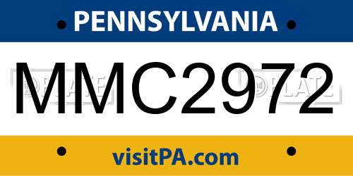 MMC2972 Pennsylvania License Plate