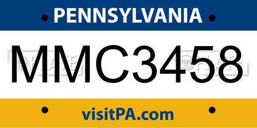 MMC3458 Pennsylvania License Plate