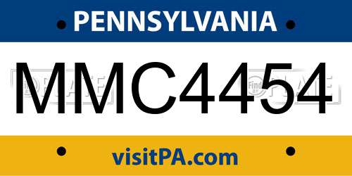 MMC4454 Pennsylvania License Plate