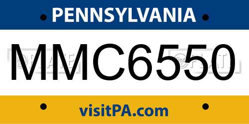 MMC6550 Pennsylvania License Plate