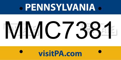 MMC7381 Pennsylvania License Plate