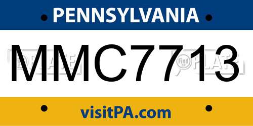 MMC7713 Pennsylvania License Plate