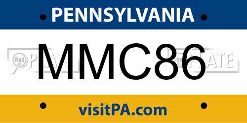 MMC86 Pennsylvania License Plate