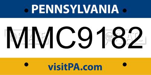 MMC9182 Pennsylvania License Plate