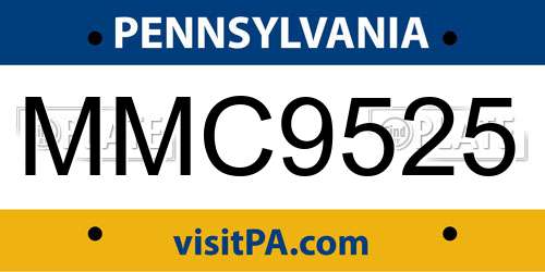 MMC9525 Pennsylvania License Plate