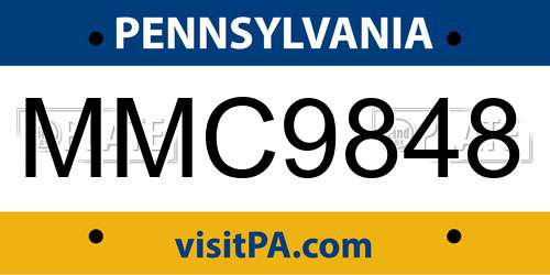 MMC9848 Pennsylvania License Plate
