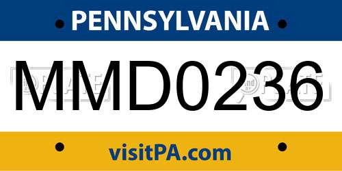 MMD0236 Pennsylvania License Plate