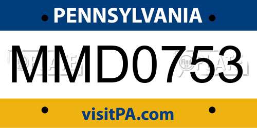 MMD0753 Pennsylvania License Plate