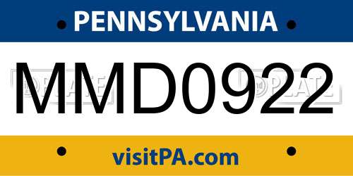 MMD0922 Pennsylvania License Plate
