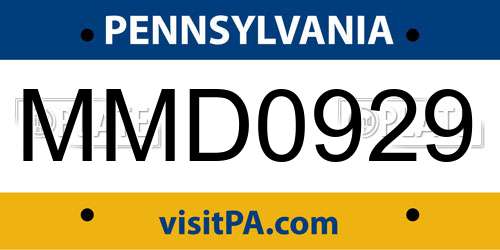MMD0929 Pennsylvania License Plate