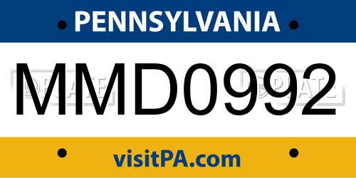 MMD0992 Pennsylvania License Plate