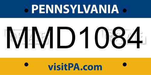 MMD1084 Pennsylvania License Plate