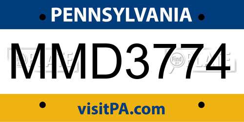 MMD3774 Pennsylvania License Plate
