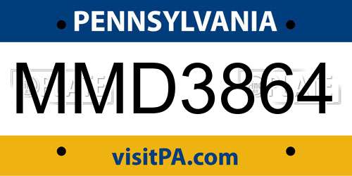 MMD3864 Pennsylvania License Plate
