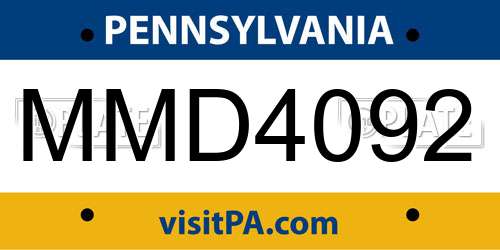 MMD4092 Pennsylvania License Plate