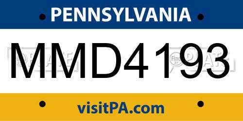 MMD4193 Pennsylvania License Plate
