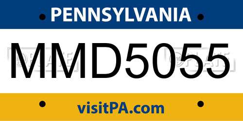 MMD5055 Pennsylvania License Plate