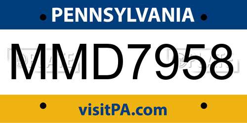 MMD7958 Pennsylvania License Plate
