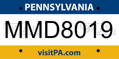 MMD8019 Pennsylvania License Plate