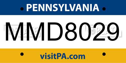 MMD8029 Pennsylvania License Plate