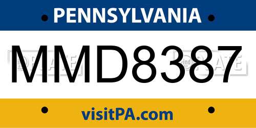MMD8387 Pennsylvania License Plate