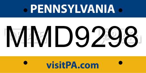MMD9298 Pennsylvania License Plate