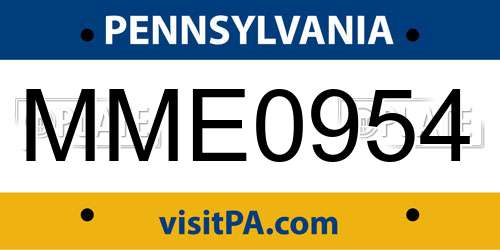 MME0954 Pennsylvania License Plate