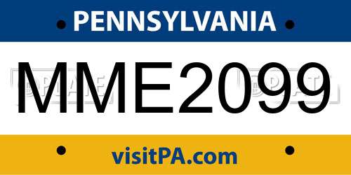 MME2099 Pennsylvania License Plate
