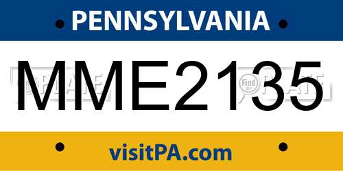 MME2135 Pennsylvania License Plate