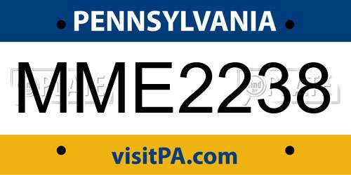 MME2238 Pennsylvania License Plate