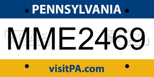 MME2469 Pennsylvania License Plate